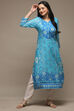 Blue LIVA Straight Printed Kurta