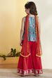 Turquoise & Red Printed Cotton Garara Set image number 5