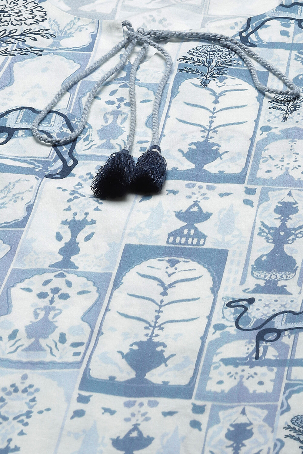 Indigo Cotton Straight Kurta Regular Pant Suit Set image number 1