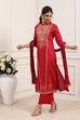 Navy Cotton Straight Kurta Palazzo Suit Set image number 3