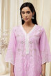 Pink Cotton Schiffli Straight Suit Set image number 1
