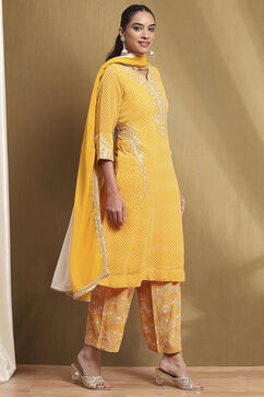 Yellow Printed Kalidar Suit Set image number 5