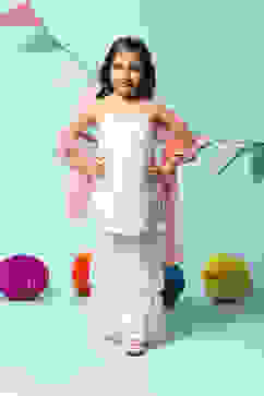 Cream Cotton Straight Kurta Sharara Suit Set image number 7