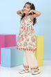 Beige Cotton Printed Gathered Suit Set image number 3