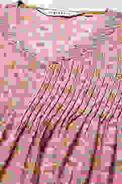 Pink Viscose Gathered Kurta Pants Suit Set image number 1