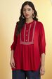 Red Viscose Rayon Embroidered Straight Kurti image number 5