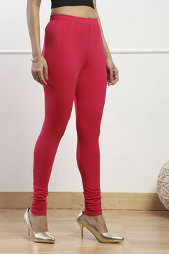 Fuschia Cotton Blend Solid Churidar image number 3