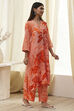 Peach-Colored Floral Straight Kurta Set image number 5