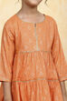 Blue Cotton Tiered Printed Kurta Churidar Set image number 1
