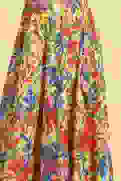 Yellow Viscose Rayon Flared Printed Lehenga Set image number 2