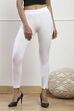 White Cotton Blend Dyed Leggings image number 4