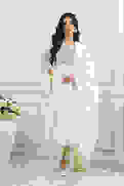 Yellow Cotton Gathered Suit Set image number 0