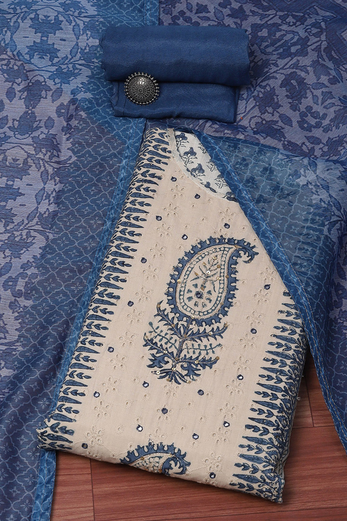 Beige Pink Chanderi Unstitched Suit set image number 0