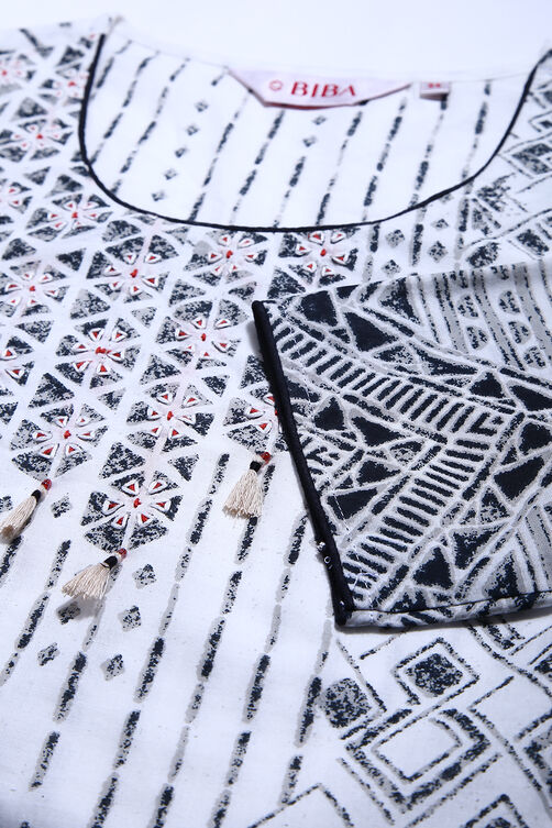 Black Cotton Straight Printed Kurta image number 1