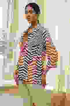 Orange Printed Straight Jacket image number 2