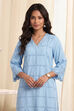 Blue Cotton Straight Suit Set image number 8
