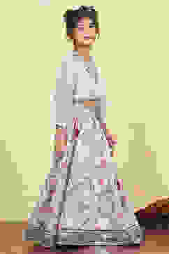 Blue Georgette Dyed Relaxed Lehenga Set image number 5