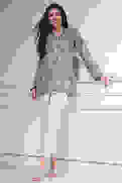 Off-White Cotton Blend Solid Pants image number 0