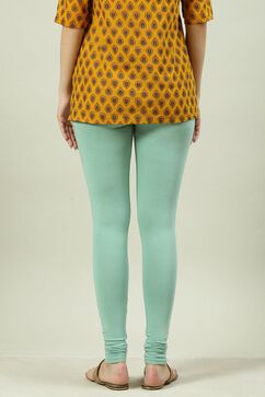 Sea Foam Cotton Blend Solid Churidar image number 4