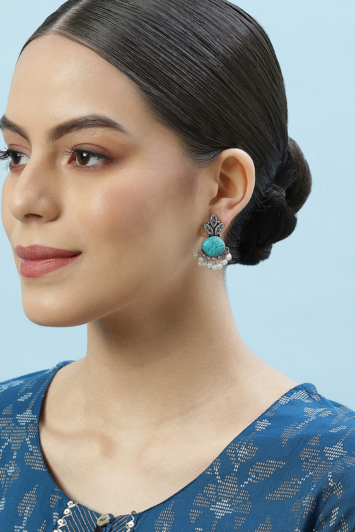 Turquoise Brass Earrings image number 3