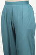 Teal Linen Printed  Embroidered Unstitched Suit Set image number 2