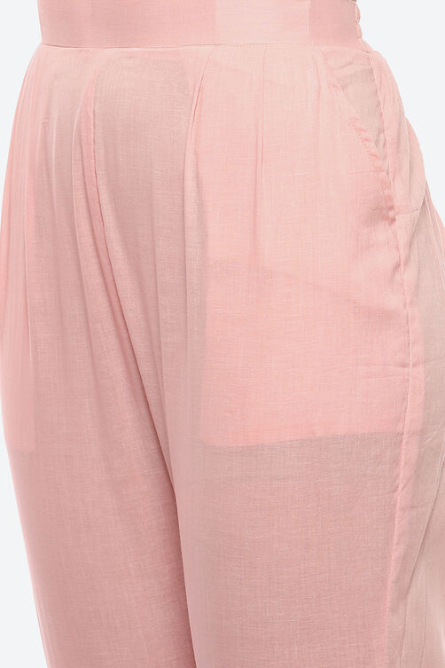 Pink Cotton Blend Unstitched Suit Set image number 3