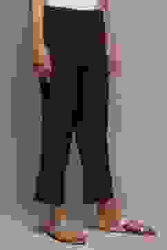 Navy Cotton Narrow Pants image number 3