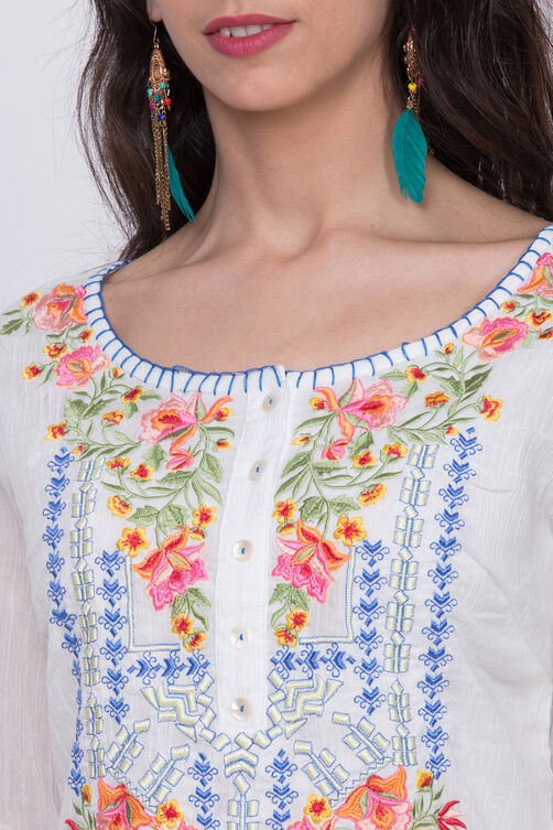Blue Cotton Straight Short Kurta image number 1