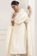 Ecru Cotton Embroidered Kalidar Suit Set image number 8