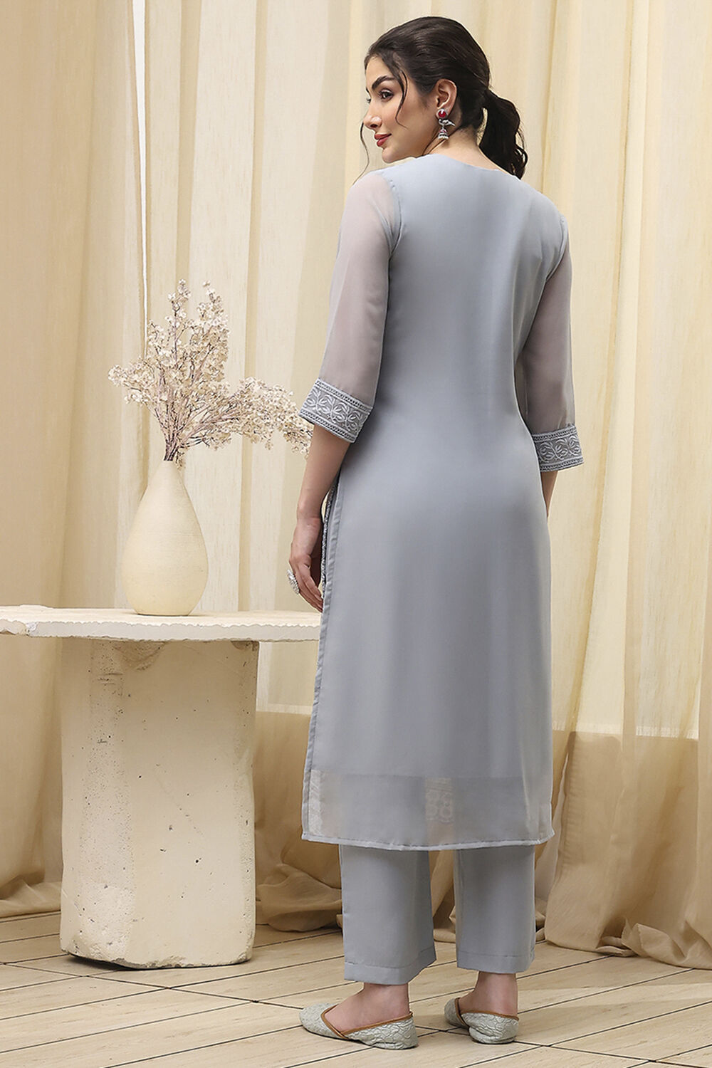 Pch Cotton Schiffly Unstitched Suit Set image number 5