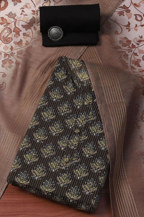 Mustard Tussar Unstitched Suit set image number 0