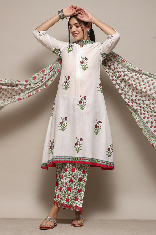 White Voile A-Line Kurta Palazzo Suit Set image number 0