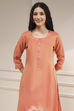 Orange Tissue Applique Unstitched Suit Set image number 2