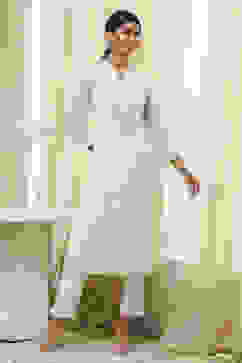 Off-White Embroidered Straight Kurta image number 5