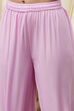 Pink Cotton Schiffli Straight Suit Set image number 2