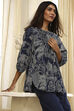 Blue Pure Cotton Fusion Short Kurta Set image number 0