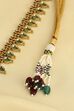 Green & Pink Gold Plated Alloy Studded Necklace Set image number 4