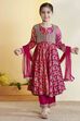 Pink Viscose Rayon Anarkali Suit Set image number 6