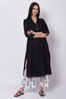 Black Straight Kurta Palazzo Suit Set image number 2