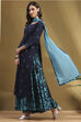 Blue Cotton Yard Dyed Straight Suit Set image number 3