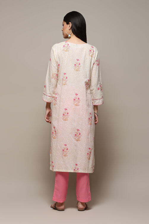 Pink Cotton Hand Embroidered Unstitched Suit Set image number 5