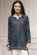 Indigo Polyester Straight Printed Short Kurta image number 5