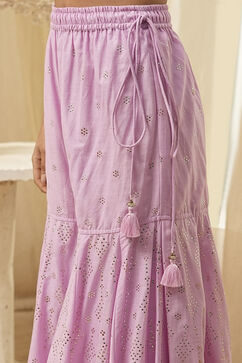 Pink Cotton Metallic Polka Dots Flared Suit Set image number 2