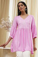 Pink Solid Flared Short Kurta image number 6