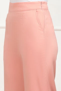 Pink Solid Stretchable Relaxed Fit Pants image number 1