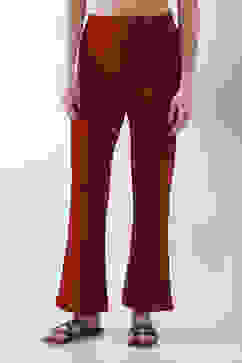 Maroon Solid Flared Pants image number 4