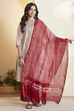 Red Chanderi Chevron Printed Dupatta image number 6