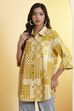 Navy Blue Cotton Checked A-Line Shirt Style Kurta image number 5