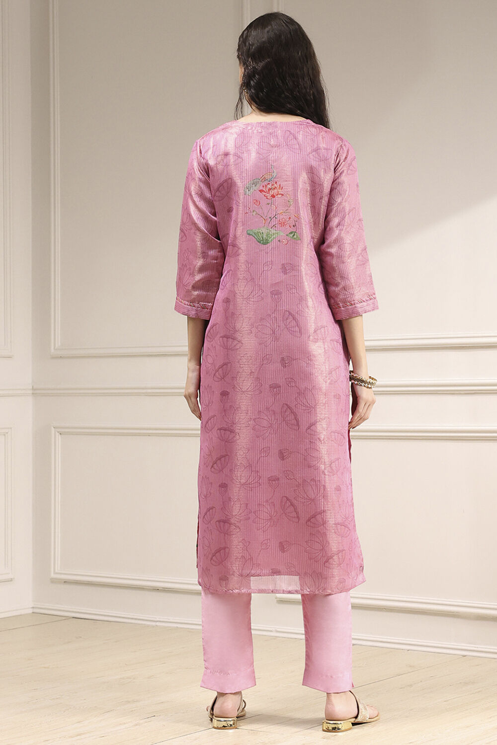 Pink Cotton Printed Unstitched Suit Set image number 5