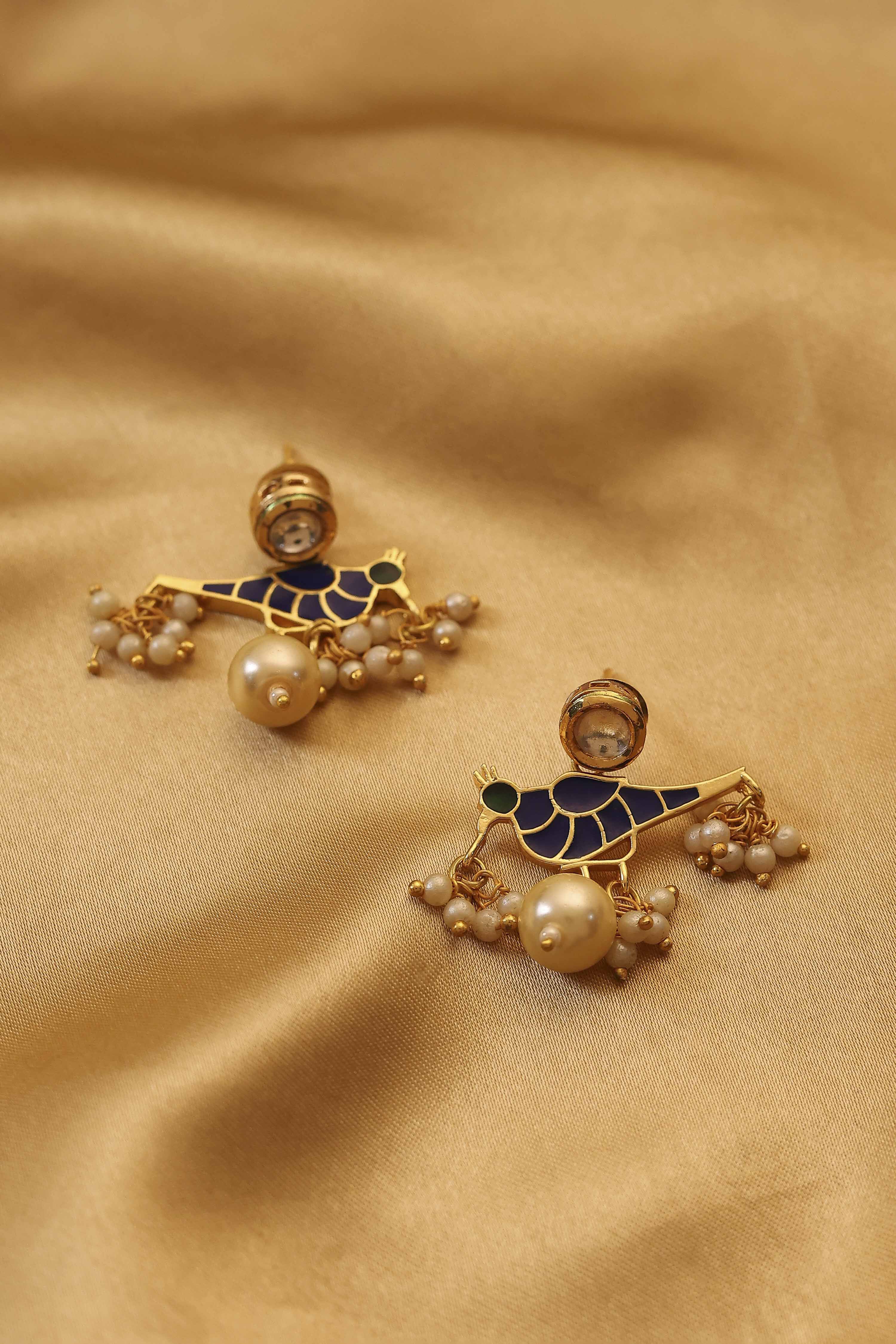 biba Blue Brass Meenakari Drop & DanglersBlue Brass Meenakari Drop & Danglers-picture-295